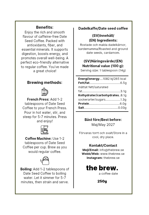 Dadelkärnkaffe Kardemumma